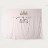 Koninklijke Prinses Kroon Meisje Verjaardagsfeestj Wandkleed (Voorkant (horizontaal))