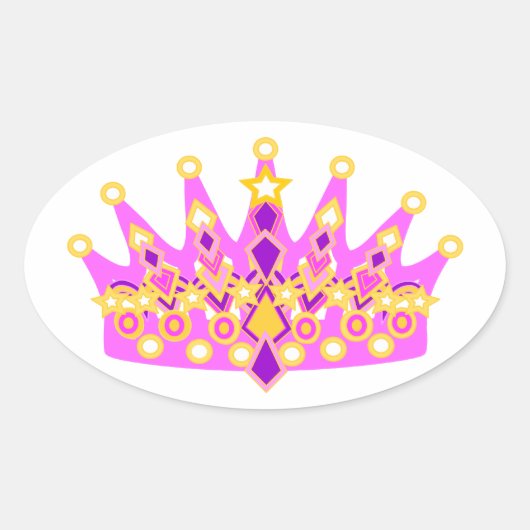 Koninklijke Prinses Kroon Ovale Sticker (Voorkant)