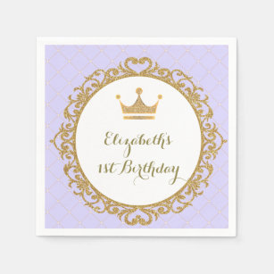 Koninklijke prinses Lavender Paars Gold Birthday Servet