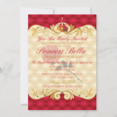 Koninklijke prinses, Red Rose Birthday-uitnodiging Kaart (Voorkant)