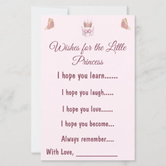 Koninklijke Prinses Roze Baby Wensen Kaart