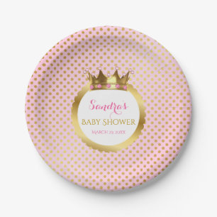 Koninklijke Prinses Roze Gouden Juwelen Kroon Papieren Bordje