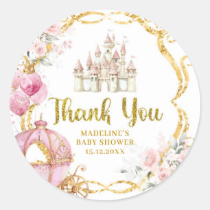 Koninklijke Prinses Roze Koets Bedankt Stickers