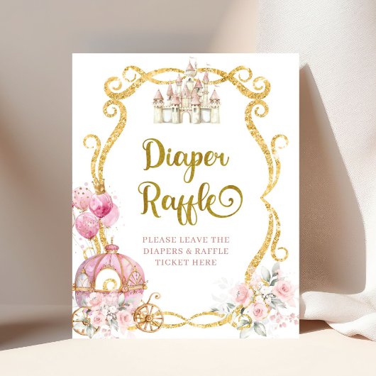 Koninklijke Prinses Roze Koets Luiers Raffle Poste Poster