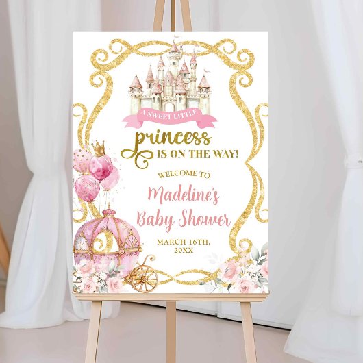 Koninklijke Prinses Roze Koets Welkom Bord Poster