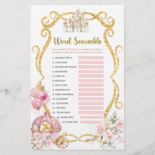 Koninklijke Prinses Roze Koets Woordzoekers Spelle