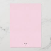 Koninklijke Prinses Roze Rose Goud Meisje Verjaard Folie Uitnodiging (Achterkant)