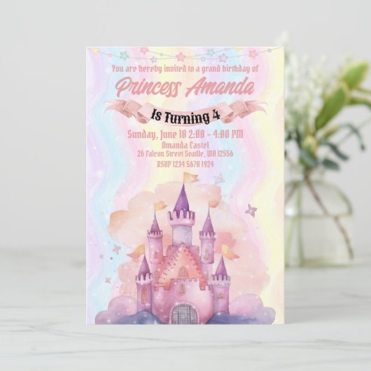 Koninklijke Prinses Verjaardag uitnodiging Meisje  (Staand voorkant)