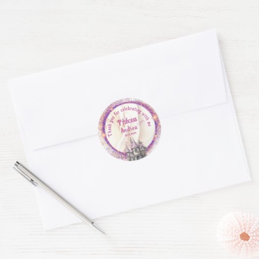 Koninklijke Prinses Verjaardagsfeest Dank u Ronde Sticker (Envelop)