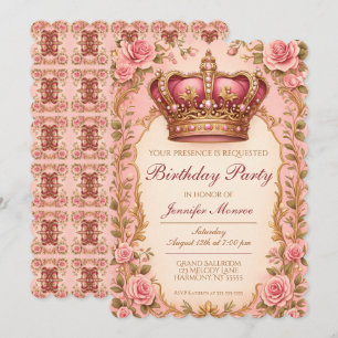 Koninklijke Prinses Verjaardagsfeest Kroon Sieraad Kaart