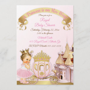 Koninklijke Prinsessen Kastel Koets Roze Goud Meis Kaart