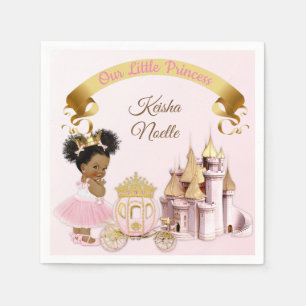 Koninklijke Prinsessen Kastel Koets Roze Goud Meis Servet