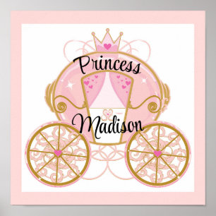 Koninklijke Prinsessenkoets Roze & Gouden Muur Kun Poster