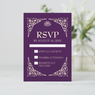 Koninklijke Pruim Islamitische Bruiloft RSVP Kaartje