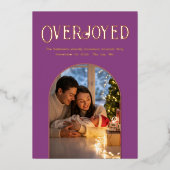 Koninklijke Pruim Luxe Kerst Baby Geboorteaankondi Folie Feestdagenkaart (Voorkant)