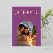 Koninklijke Pruim Luxe Kerst Baby Geboorteaankondi Folie Feestdagenkaart (Staand Voorkant)