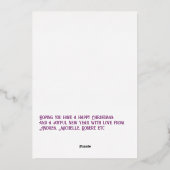 Koninklijke Pruim Luxe Kerst Baby Geboorteaankondi Folie Feestdagenkaart (Achterkant)