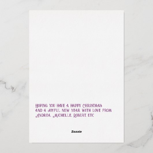 Koninklijke Pruim Luxe Kerst Baby Geboorteaankondi Folie Feestdagenkaart (Achterkant)