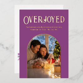 Koninklijke Pruim Luxe Kerst Baby Geboorteaankondi Folie Feestdagenkaart