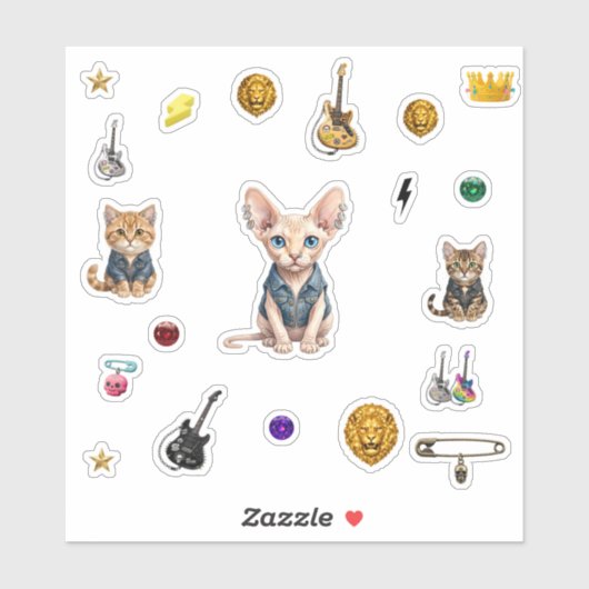 Koninklijke Punk-Kat Stickers (Vel)