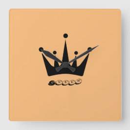 Koninklijke Queen Zwarte Kroon Kunstwerk Acryl Uit Vierkante Klok