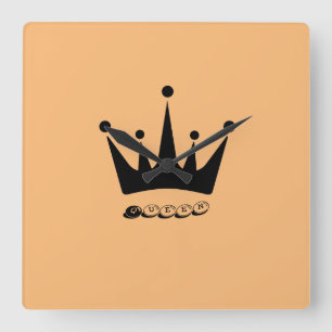 Koninklijke Queen Zwarte Kroon Kunstwerk Acryl Uit Vierkante Klok