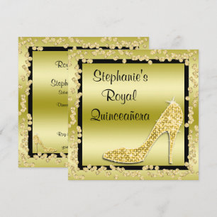 Koninklijke Quinceañera Gouden Juwelen Stiletto Kaart