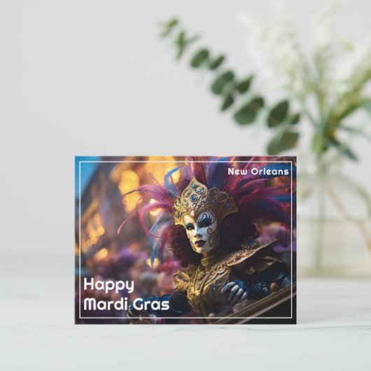 💜💛Koninklijke Regalia: Mardi Gras Extravaganza Briefkaart (Staand voorkant)