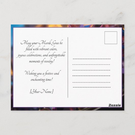 💜💛Koninklijke Regalia: Mardi Gras Extravaganza Briefkaart (Achterkant)