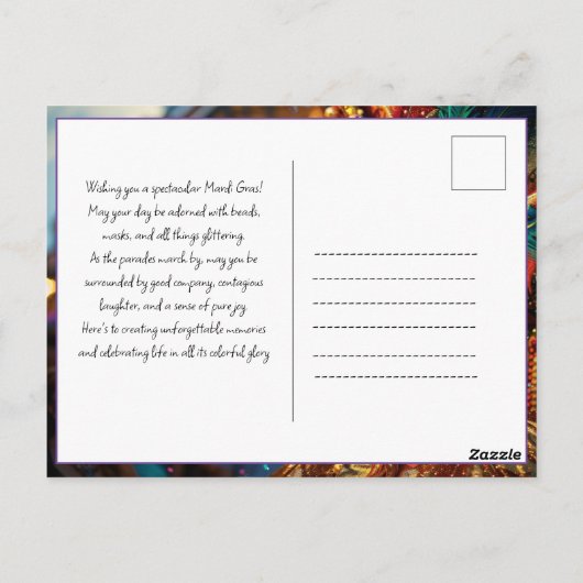 💜💛Koninklijke Regalia: Mardi Gras Extravaganza Briefkaart (Achterkant)