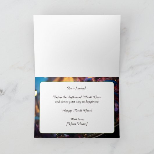 💜💛Koninklijke Regalia: Mardi Gras Extravaganza Kaart (Binnen)