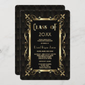 Koninklijke Roaring Twenties Goud Art Deco Afstude Kaart (Voorkant / Achterkant)