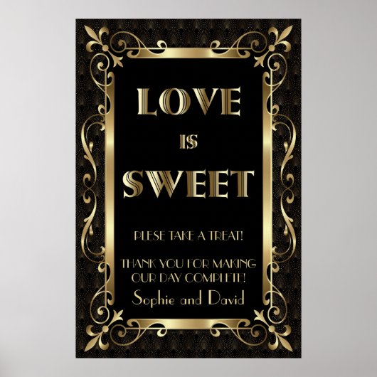 Koninklijke Roaring Twenties Goud Art Deco Liefde  Poster (Voorkant)