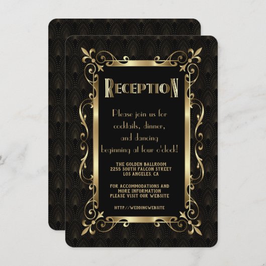 Koninklijke Roaring Twenties Goud Art Deco Ontvang Kaart (Voorkant / Achterkant)