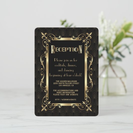 Koninklijke Roaring Twenties Goud Art Deco Ontvang Kaart (Staand voorkant)