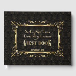Koninklijke Roaring Twenties Gouden Art Deco Bruil Gastenboek