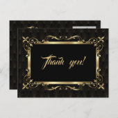 Koninklijke Roaring Twenties Gouden Art Deco Trouw Briefkaart (Voorkant / Achterkant)