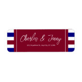 Koninklijke Rode en Blauwe Huwelijksthema Etiket (Voorkant)