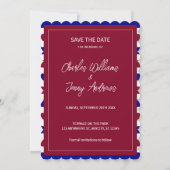 Koninklijke Rode en Blauwe Huwelijksthema Save The Date (Voorkant)