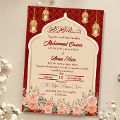 Koninklijke Rode en Gouden Bloemen Islamitische Mo Kaart