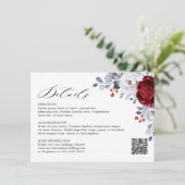 Koninklijke Rood Witte Zilveren Metallic Bloemige  Informatiekaartje (Staand voorkant)
