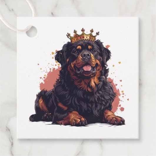 Koninklijke Rottweiler Hond Koningin Kroon Bedankjes Labels (Voorkant)