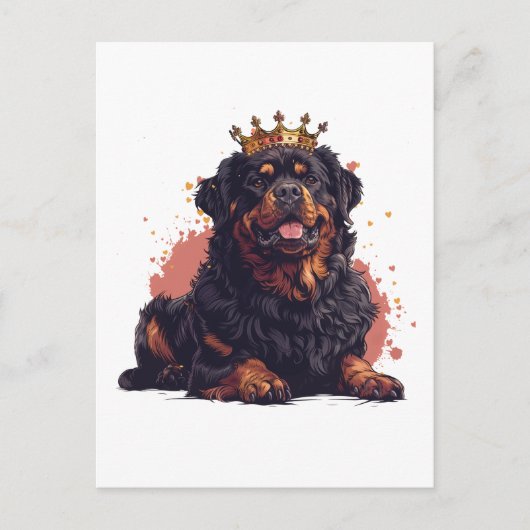 Koninklijke Rottweiler Hond Koningin Kroon Briefkaart (Voorkant)