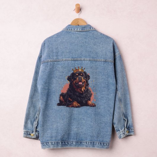 Koninklijke Rottweiler Hond Koningin Kroon Denim Jacket (Hangar)