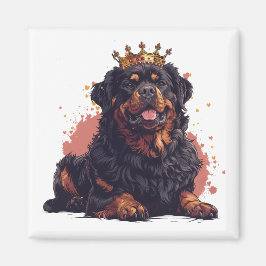 Koninklijke Rottweiler Hond Koningin Kroon Magneet