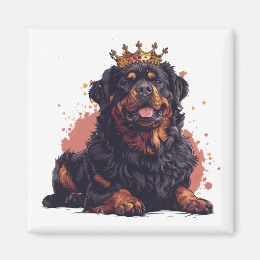 Koninklijke Rottweiler Hond Koningin Kroon Magneet (Voorkant)