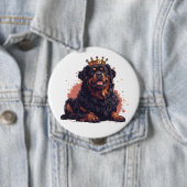Koninklijke Rottweiler Hond Koningin Kroon Ronde Button 4,0 Cm (In situ)