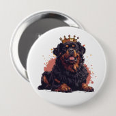 Koninklijke Rottweiler Hond Koningin Kroon Ronde Button 4,0 Cm (Voorkant /achterkant)