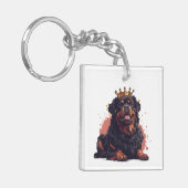 Koninklijke Rottweiler Hond Koningin Kroon Sleutelhanger (Voorkant Links)