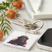 Koninklijke Rottweiler Hond Koningin Kroon Sleutelhanger (Voorkant Rechts)